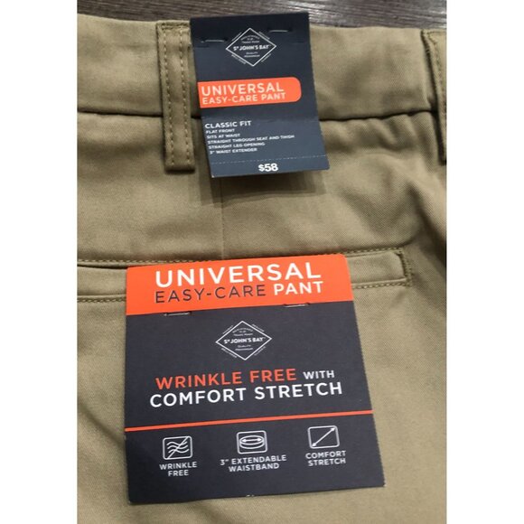 St. John's Bay Comfort Stretch Pants Mens 42x34 Khaki New with Tags - Picture 3 of 5